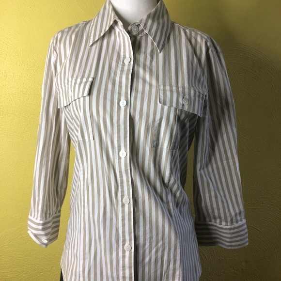 Woman’s New Raffael Striped 3/4 Length Sleeve Top - Picture 2 of 15